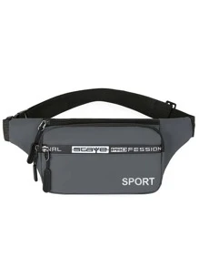 1pc Solid Color Nylon Fabric Zippered Closure Water-Resistant Stylish Casual Backpack, Multiple Pockets, Waist Bag Suitable For Everyday, Commuting, Cycling, Business - Grey - View 1