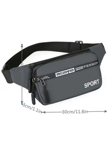 1pc Solid Color Nylon Fabric Zippered Closure Water-Resistant Stylish Casual Backpack, Multiple Pockets, Waist Bag Suitable For Everyday, Commuting, Cycling, Business - Grey - View 4