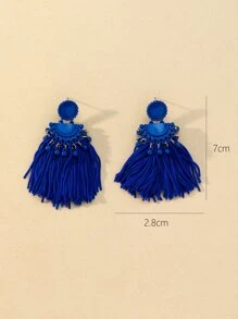 1对新款时尚个性简约金属流苏耳环（女士款） - 寶藍色 - 查看 3