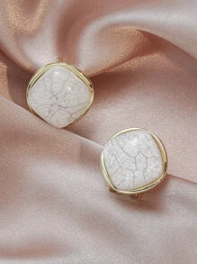 2 piezas Pendientes de tachuela cuadrado - Blanco - Ver 2