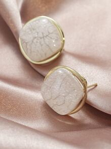 2 piezas Pendientes de tachuela cuadrado - Blanco - Ver 5