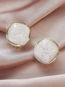 2 piezas Pendientes de tachuela cuadrado - Blanco - Ver 1