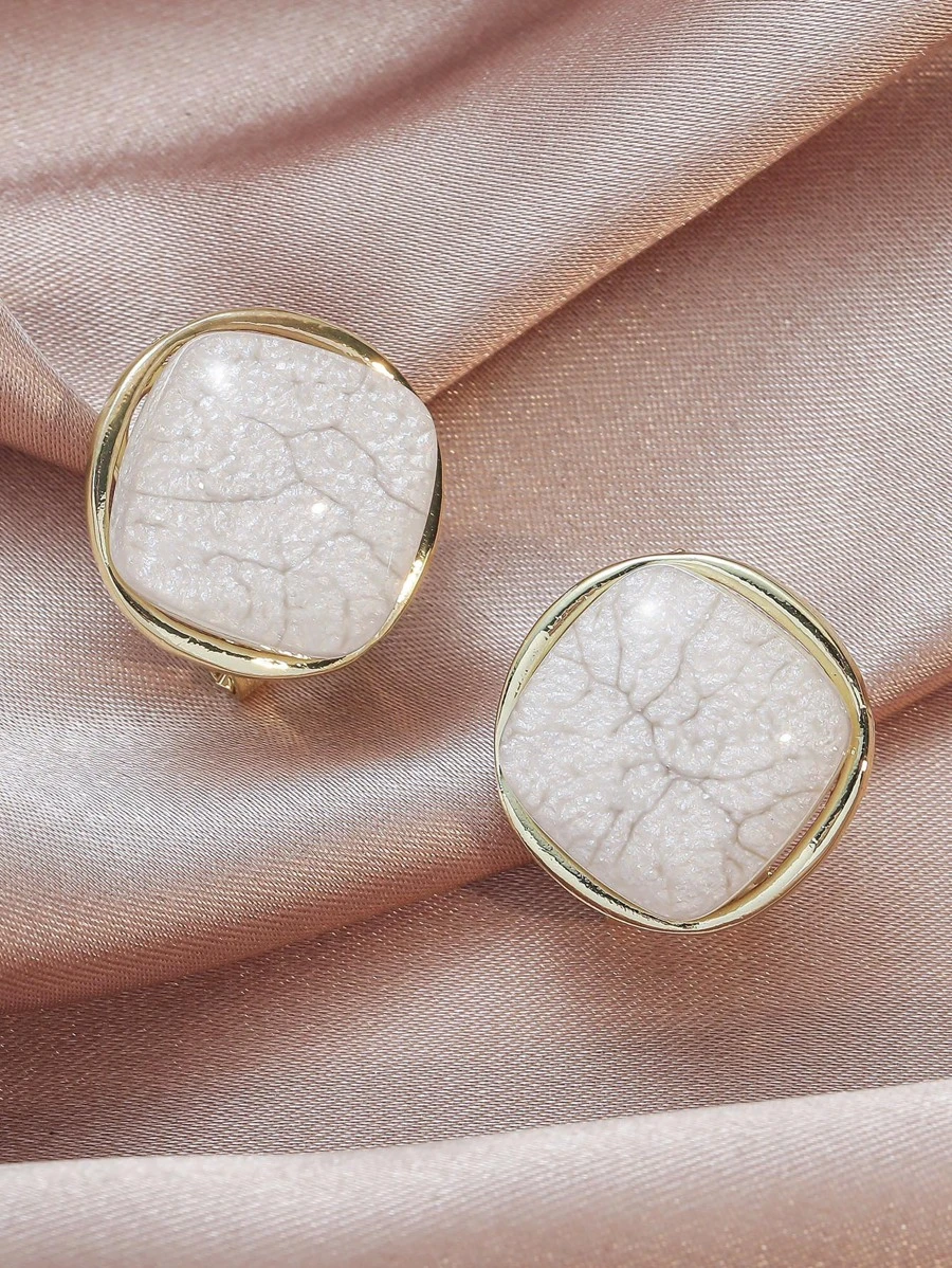 2 piezas Pendientes de tachuela cuadrado - Blanco - Ver 1