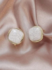 2 piezas Pendientes de tachuela cuadrado - Blanco - Ver 3