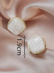 2 piezas Pendientes de tachuela cuadrado - Blanco - Ver 4