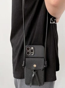 Crossbody Anti-fall Phone Case With Coin Pocket - Black - View 2