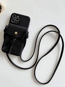 Crossbody Anti-fall Phone Case With Coin Pocket - Black - View 3