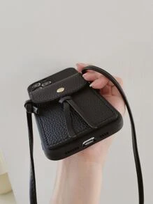 Crossbody Anti-fall Phone Case With Coin Pocket - Black - View 4