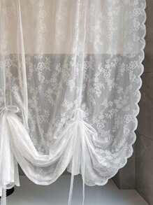 Floral Lace Scallop Trim Single Panel Sheer Curtain