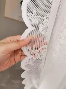 Floral Lace Scallop Trim Single Panel Sheer Curtain