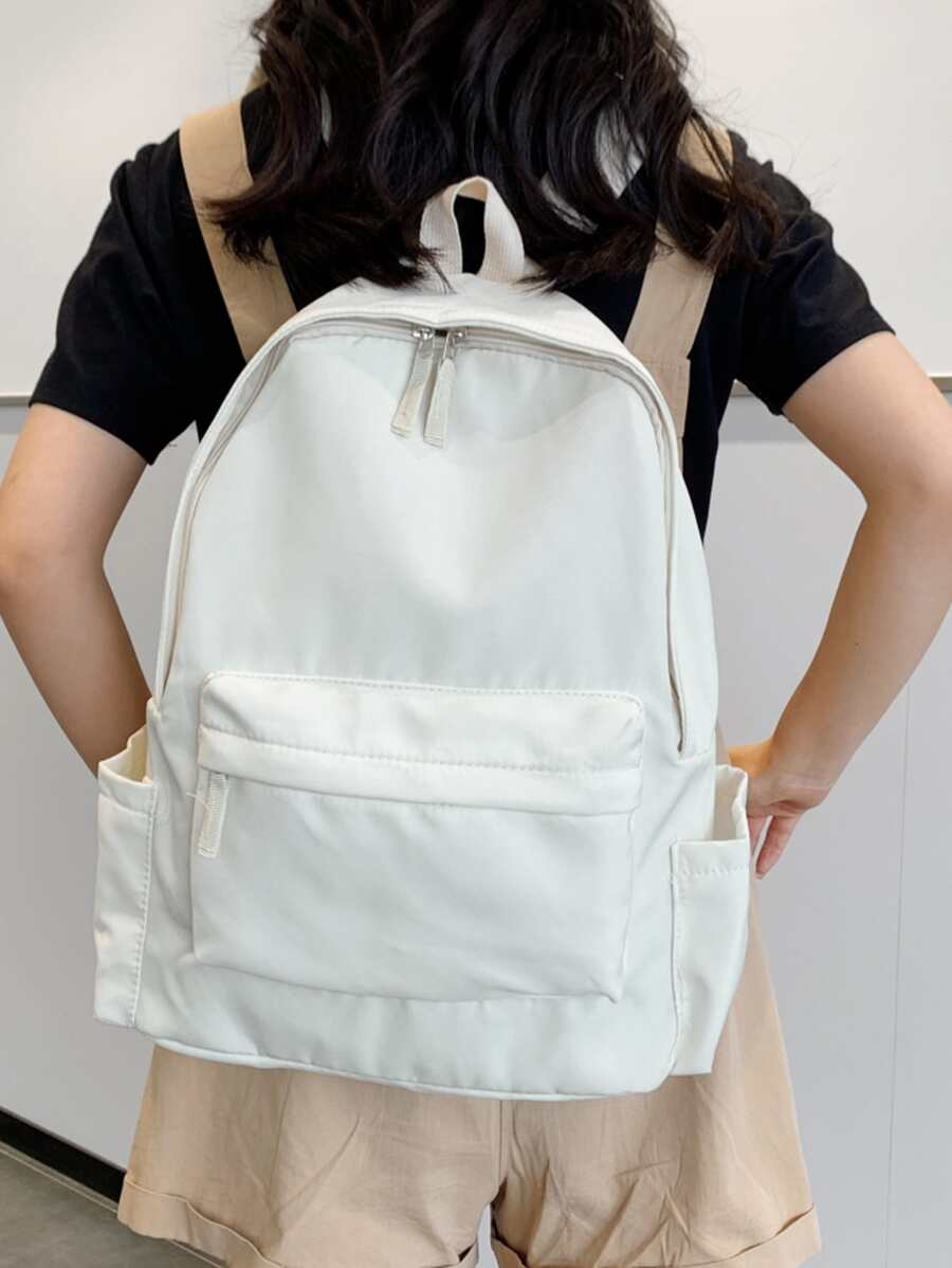 極簡風格功能背包 - 米色 - 查看 1