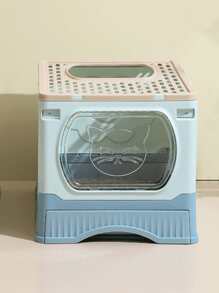Foldable Cat Litter Box With Shovel - Baby Blue - View 4