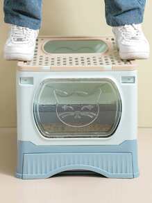 Foldable Cat Litter Box With Shovel - Baby Blue - View 6