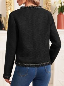 SHEIN Clasi Áo khoác ngoài nữ mép màu trơn Thanh lịch - màu đen - Xem 2