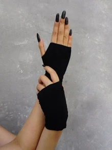 Guantes sin dedos sólidos - Negro - Ver 2