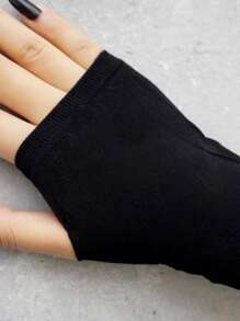 Guantes sin dedos sólidos - Negro - Ver 3