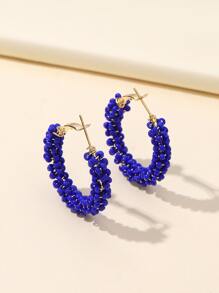 1 par de aretes minimalistas de cuentas geométricas de unicolor, de moda y versátiles