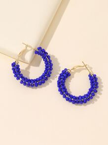 1 par de aretes minimalistas de cuentas geométricas de unicolor, de moda y versátiles