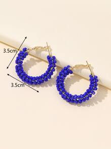 1 par de aretes minimalistas de cuentas geométricas de unicolor, de moda y versátiles