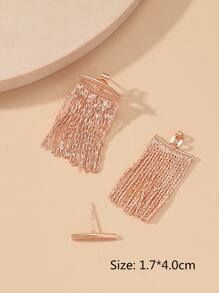 金屬流蘇裝飾耳夾 - 玫瑰金 - 查看 3