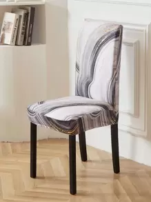 1pc Marble Print Stretchy Chair Slipcover, Modern Polyester Chair Dust Cover For Household - Multicolor - View 1
