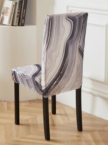1pc Marble Print Stretchy Chair Slipcover, Modern Polyester Chair Dust Cover For Household - Multicolor - View 2