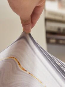 1pc Marble Print Stretchy Chair Slipcover, Modern Polyester Chair Dust Cover For Household - Multicolor - View 3