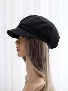 Gorra baker con diseño de hebilla de pana - Negro - Ver 2