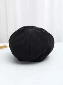 Gorra baker con diseño de hebilla de pana - Negro - Ver 3