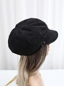 Gorra baker con diseño de hebilla de pana - Negro - Ver 5