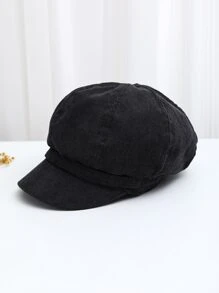 Gorra baker con diseño de hebilla de pana - Negro - Ver 6