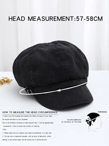 Gorra baker con diseño de hebilla de pana - Negro - Ver 7