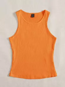 SHEIN EZwear Solid Rib Knit Tank Top