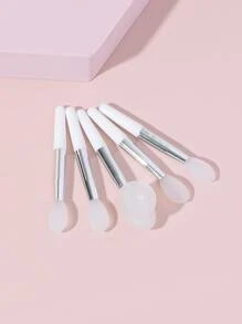 帶防塵套矽膠唇刷5支白色矽膠口紅蜜刷帶1支創意吸盤防塵套不易丟失化妝刷唇用具 - 白色 - 查看 1