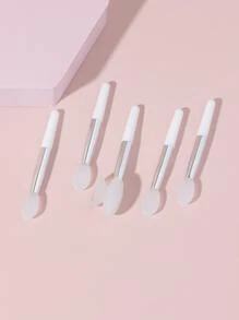 帶防塵套矽膠唇刷5支白色矽膠口紅蜜刷帶1支創意吸盤防塵套不易丟失化妝刷唇用具 - 白色 - 查看 2