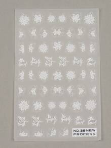 FULL BEAUTY 2 tấm Nhãn dán móng tay nghệ thuật in hoa Nhãn dán móng tay DIY - trắng - Xem 5