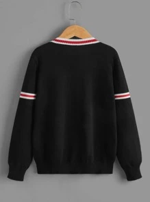 Boys Contrast Trim Cardigan - Black - View 2