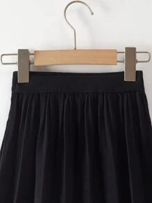 Toddler Girls Striped Pattern Pleated Knit Skirt - Black - View 6