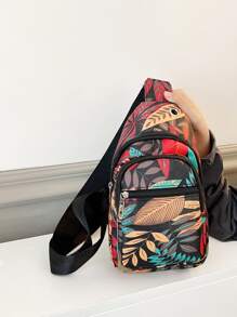 熱帶圖案耳機洞細節單肩包 - 彩色 - 查看 2