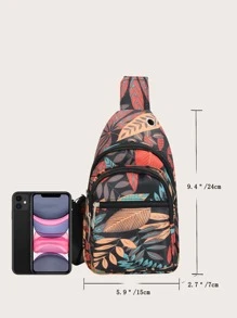 熱帶圖案耳機洞細節單肩包 - 彩色 - 查看 4