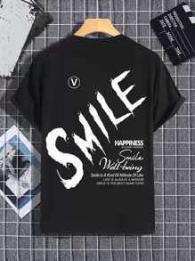 Manfinity EMRG Tops Nam Slogan Đường phố - màu đen - Xem 1