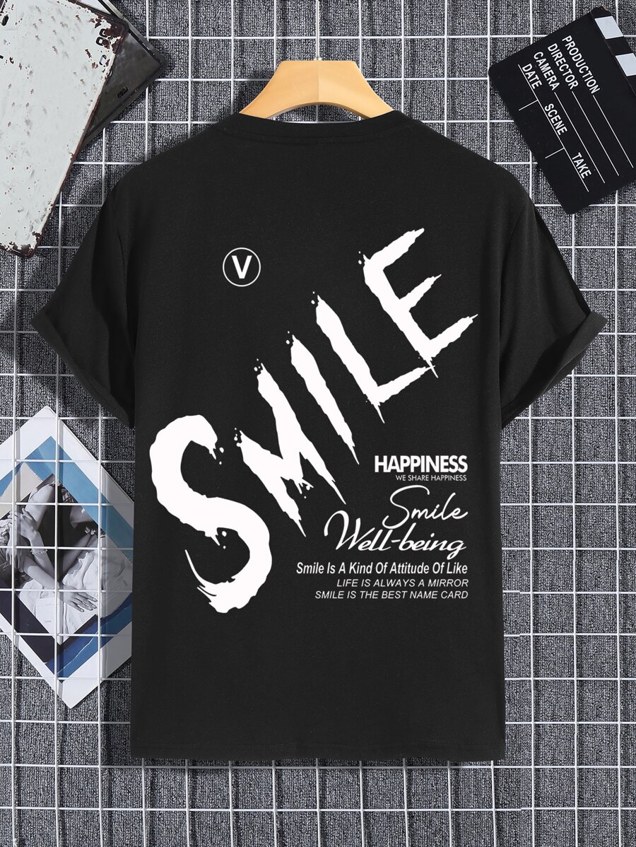 Manfinity EMRG Tops Nam Slogan Đường phố - màu đen - Xem 1