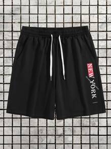 Manfinity Homme Men Letter Graphic Mock Neck Tee & Track Shorts - Multicolor - View 4