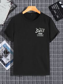 Manfinity EMRG Tops Nam Slogan Đường phố - màu đen - Xem 2