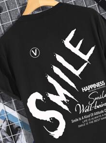 Manfinity EMRG Tops Nam Slogan Đường phố - màu đen - Xem 3