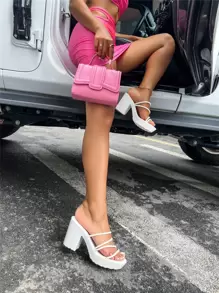 CUCCOO BIZCHIC Women Summer Chunky Heeled Sandals Spring Shoes Spring Break Easter - White - View 2