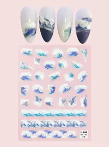 1sheet Wave Pattern Nail Art Sticker - Nhiều màu - Xem 1
