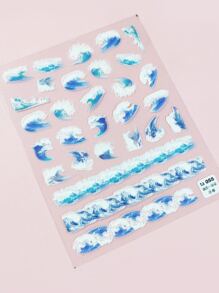 1sheet Wave Pattern Nail Art Sticker - Nhiều màu - Xem 3