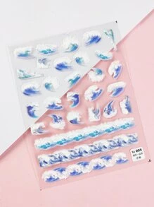 1sheet Wave Pattern Nail Art Sticker - Nhiều màu - Xem 4