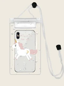 Cartoon Unicorn Pattern Clear Waterproof Phone Bag - White - View 2